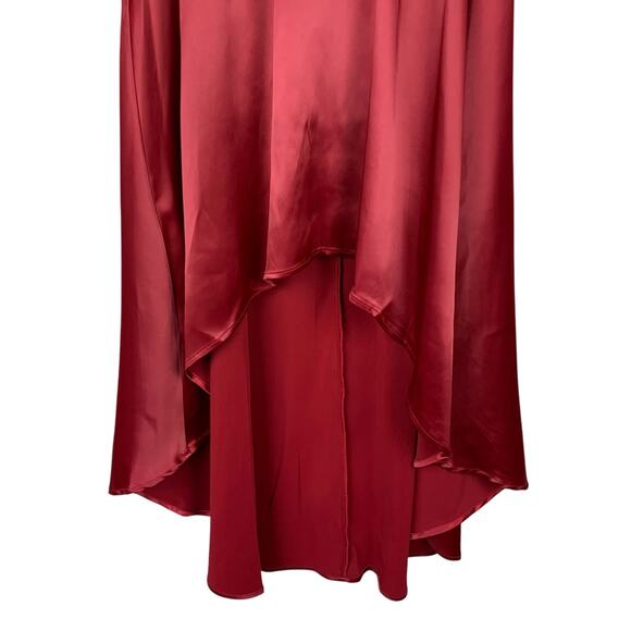 New Halara Skirt High Low Maxi Red Stretchy Satin Built In Shorts Women's XS - Picture 3 of 8